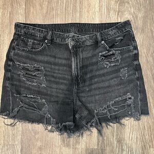 American Eagle Outfitters Black Jean Shorts Distressed Style